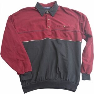 LD Sport Rugby Pullover Sweatshirt Men’s Large Burgundy Black Colorblock